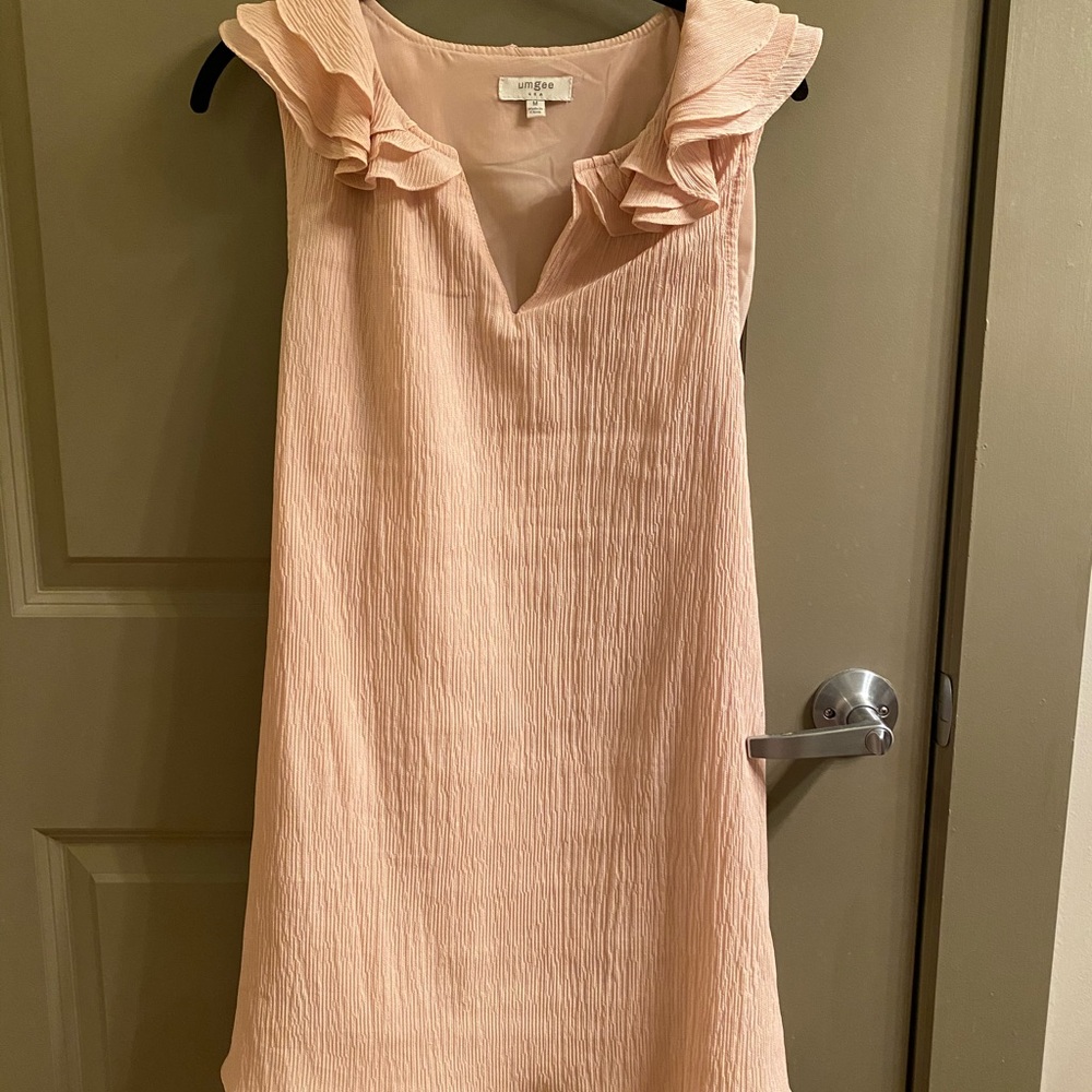 Blush Pink Ruffle Knee Length Dress